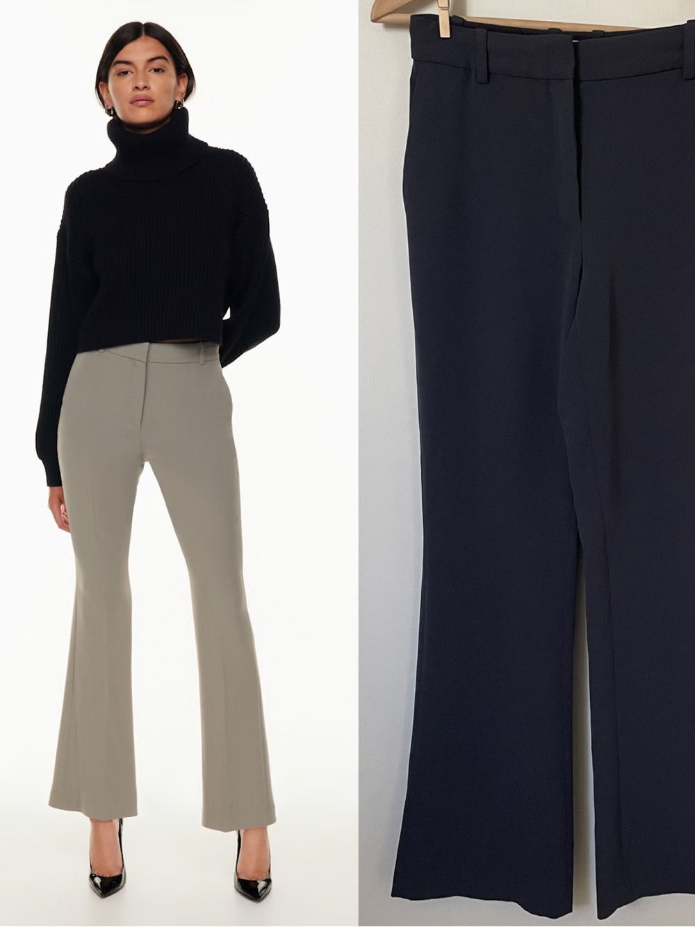 Aritzia Babaton Program Pant High Waisted Flared Trousers Navy Blue Size 4